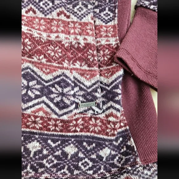 Avalanche Womens Fair Isle Full Zip Hooded Cozy Sweater Jacket, Size Large - Picture 2 of 8
